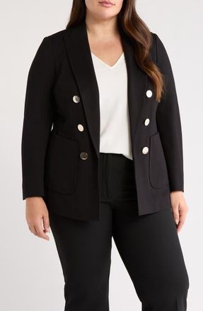 Anne Klein Faux Double Breasted Jacket in Anne Black at Nordstrom, Size 2X