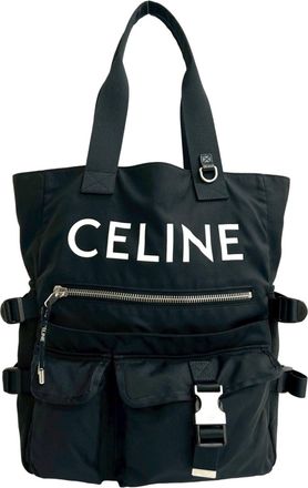 Celine Black Nylon Handbag Shoulder Bag Tote Bag (Pre-Owned)