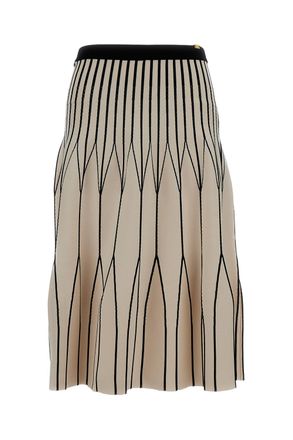 Elisabetta Franchi Beige Midi skirt in stretch knit