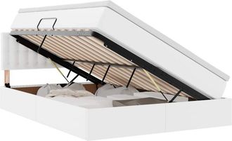 vidaXL Bed with Mattress with LED Pure White 140 x 200 cm Faux Leather vidaXL