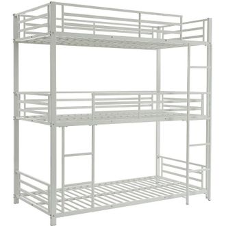 Vente-Unique Letto a castello triplo 3 x 90 x 190 cm Metallo Bianco - ELOUAN III