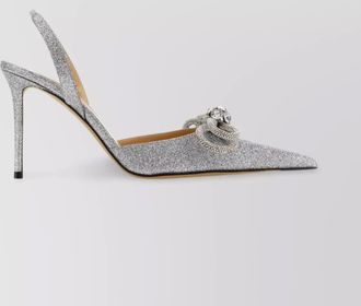 Mach & Mach fabric pumps with embellished detail and glitter finish
