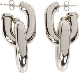 Paco Rabanne XL Link Double Hoop Interlocking Brass Earrings