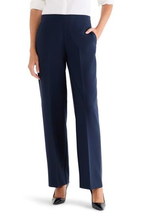 Nic+Zoe Lenox Accent Stitch Wide Leg Stretch Pants in Dark Indigo at Nordstrom, Size Xx-Large