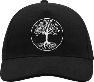 Generic Tree of Life Leaves and Roots Art Comfortable Unisex Brushed Cotton Baseball Trucker Cap with Buckle Black