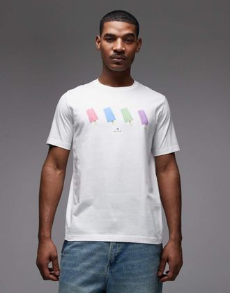 Paul Smith T-shirt casual bianca con grafica ice lolly-Bianco