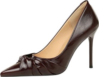 Generic Women Pointed Toe Stiletto High Heels 9.5CM Pumps Pleats Bow Sexy Wedding Evening Party-Numeric_7_Point_5 Red