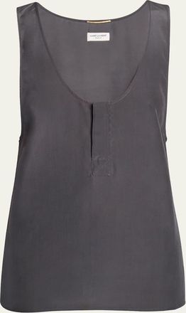 Saint Laurent Scoop-Neck Silk Tank Top