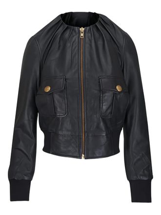 R13 pocket zip leather jacket - Nero