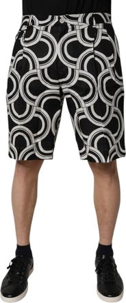 Dolce & Gabbana Black White Linen Bermuda Mens Shorts (Pre-Owned)