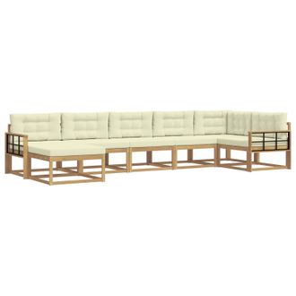 vidaXL Conjunto De Sof&aacute;s De Exterior Con Coj&iacute;n 7 Pcs Blanco Y Crema Vidaxl