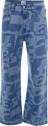 Arte Allover Raw Denim Jeans with Abstract Letter Print