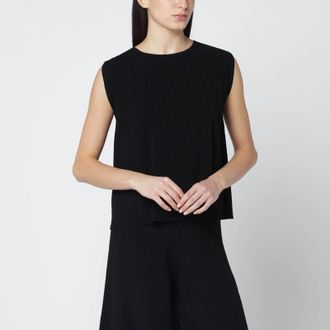 Max Mara Black sleeveless pliss&eacute;-knit tank top