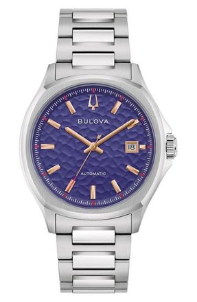 Bulova Tony Bennett NYC Automatic Bracelet Watch, 39mm in Purple/Silver-Tone at Nordstrom