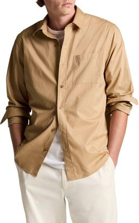 Vince Cotton Poplin Button-Up Shirt in Beige at Nordstrom, Size Xx-Large