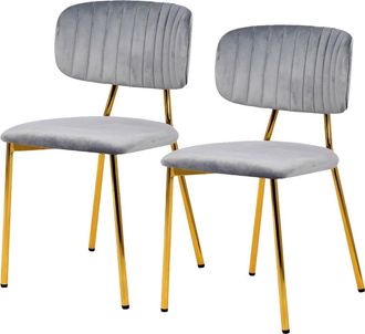 Kayoom Polsterstuhl »Stuhl Giselle 125 2er-Set, pflegeleichter Samtbezug« (Set) 2 Stk.mit Armlehnen, goldenes Gestell aus Edelstahl, Samtbezug, Ziernähte