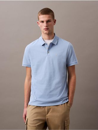 Calvin Klein Jeans Calvin Klein Mens Smooth Cotton Blend Monogram Polo Shirt - Blue - XS