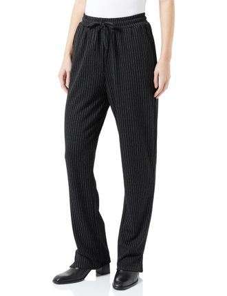 Pieces Womens Pcjannah Hw Pants, Black/Stripes:White Stripes, S
