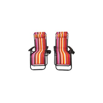 Romo Set di 2 Sdraio pieghevole per giardino e spiaggia, a righe rosse