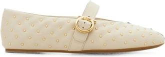 Ferragamo Schoenen, Dames, Beige, 36 1/2 EU, Leer, Varina Quilted Ballet Flat