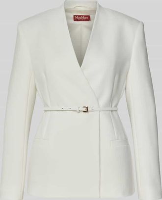 Max Mara Taillierter Blazer mit extra G&uuml;rtel Modell QUINOA in Weiss, Gr&ouml;&szlig;e 34