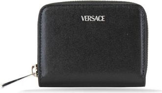 Versace Leren damesportemonnee met meerdere vakken - Dames - Portefeuilles - Zwart - ONE Size - Leer - Accessoires