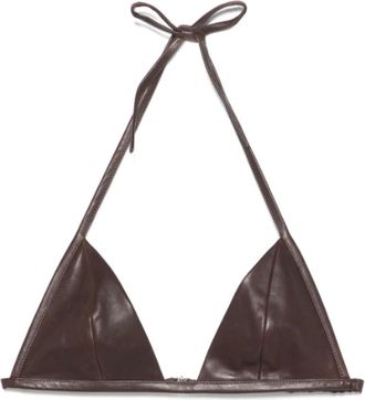 Rick Owens Badmode, Dames, Bruin, M, Leer, Leren BH Mahonie