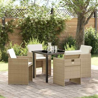 vidaXL Conjunto De Comedor De Jard&iacute;n Con Coj&iacute;n 5 Pcs Beige Polirat&aacute;n Vidaxl