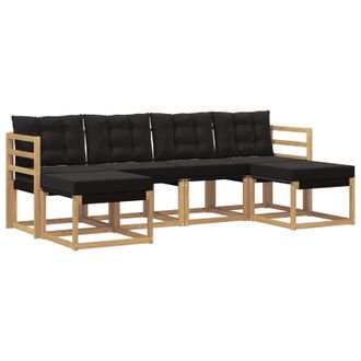 vidaXL Conjunto De Sof&aacute;s De Exterior Con Coj&iacute;n 6 Pcs Blanco Y Negro Vidaxl