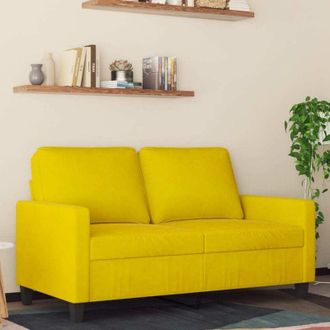 vidaXL Sof&aacute; De 2 Plazas Terciopelo Amarillo 120 Cm Vidaxl
