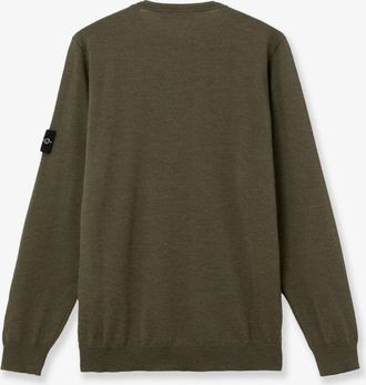 Stone Island Mens Crewneck Wool Sweater Green Virgin