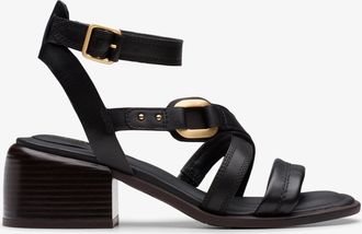 Clarks Morwyn Band Sandalen van Zwart Leer