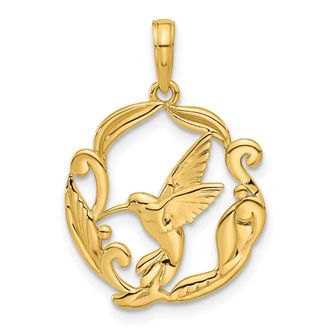 Diamond2Deal 14k Yellow Gold Polished Fancy Hummingbird Charm
