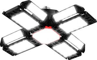 OEM L&aacute;mpara Led De Taller De 200 W, Iluminaci&oacute;n Para Garaje, 1 Unidad - L&aacute;mpara De Techo Deformable De 20000 L&uacute;menes Y 6500 K Con 12 Paneles Ajustables - 