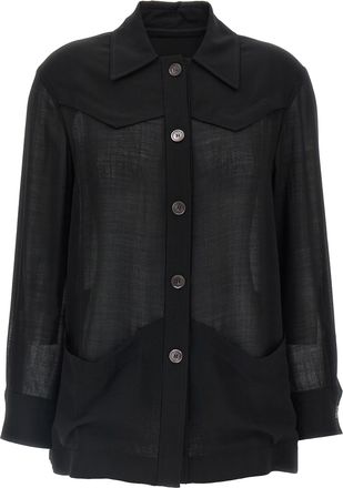 Ferragamo Black Virgin Wool Womens Blouse