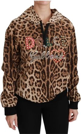 Dolce & Gabbana Ayers Luipaard Hoodie - Dames - Hoodies - Bruin - 2XS - Katoen - Hoodies & sweatvesten