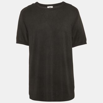 Yohji Yamamoto Black Mesh Jersey Crew Neck T-Shirt
