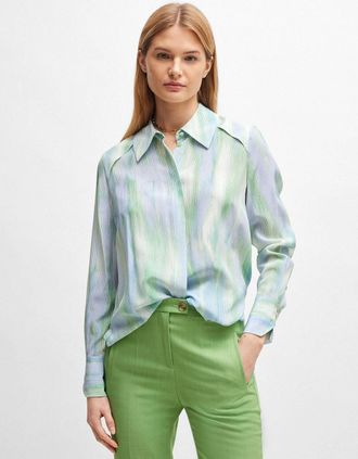 HUGO BOSS Womens Bacie Silk Blouse - Green/Blue - Size: 10