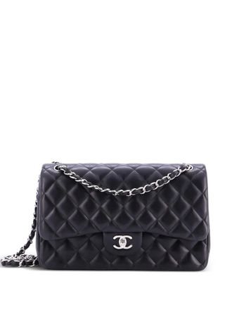 Chanel Classic Double Flap Bag Quilted Lambskin Jumbo shoulder bag - women - Calf Leather - One Size - Black