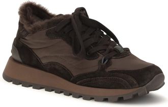 Brunello Cucinelli Womens Suede And Techno Fabric Sneakers With Shearling Lining Monile Pepe