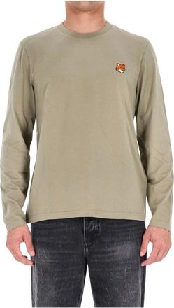 Maison Kitsun&eacute; Fox Regular Tee-Shirt - Tops - Hombre - Verde - XL