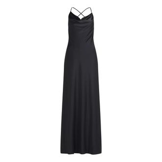 Vera Mont Kleedjes, Dames, Zwart, S, Avondjurk met watervalhalslijn
