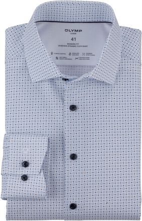 Olymp Businesshemd OLYMP 24/7 - Luxor modern fit, Herren, Gr. 46, N-Gr, blau (bleu), Web, Obermaterial: 64% Baumwolle, 27% Polyester, 9% Elasthan, 2-Knopf-M