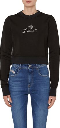 Diesel Womens F-Slimmy-G3 Crewneck Cropped Sweatshirt in Black Textile - Size X-Small