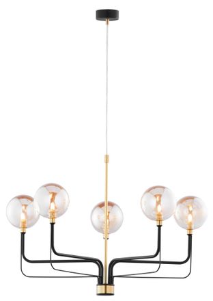 Jupiter Lampadario Loft Nero Oro Sfere Ambra 5xg9 Jupiter Eris