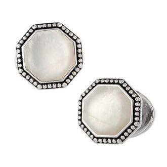 Jan Leslie Octagon Gemstone Antique Sterling Cufflinks in White at Nordstrom