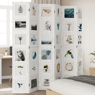 Berkfield Home Room Divider 6 Panels White Solid Wood Paulownia