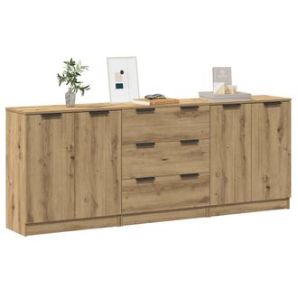 Berkfield Home Sideboards 3 pcs Artisan Oak 60x30x70 cm Engineered Wood in Brown | Size: 60 x 30 x 70 cm