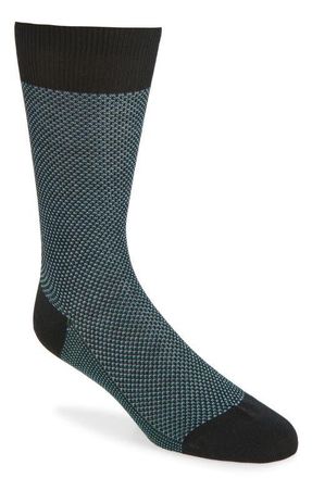 Pantherella Birds Eye Merino Wool Blend Dress Socks in Black at Nordstrom, Size Medium