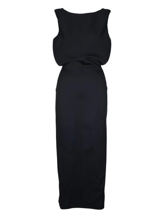Khaite fitted-waistband midi dress - women - Viscose/Acetate - 10 - Black